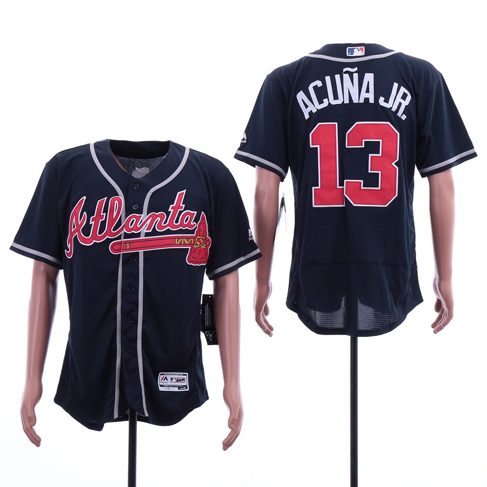 Men Atlanta Braves #13 Acuna jr Blue Elite MLB Jerseys->atlanta braves->MLB Jersey